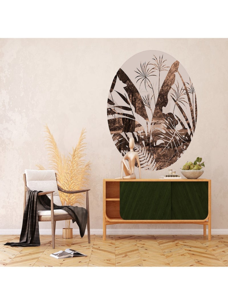 Papier peint intissé auto-adhésif rond  Thème Floral Grunge - 140 x 140 cm Multicolore - Kiabi