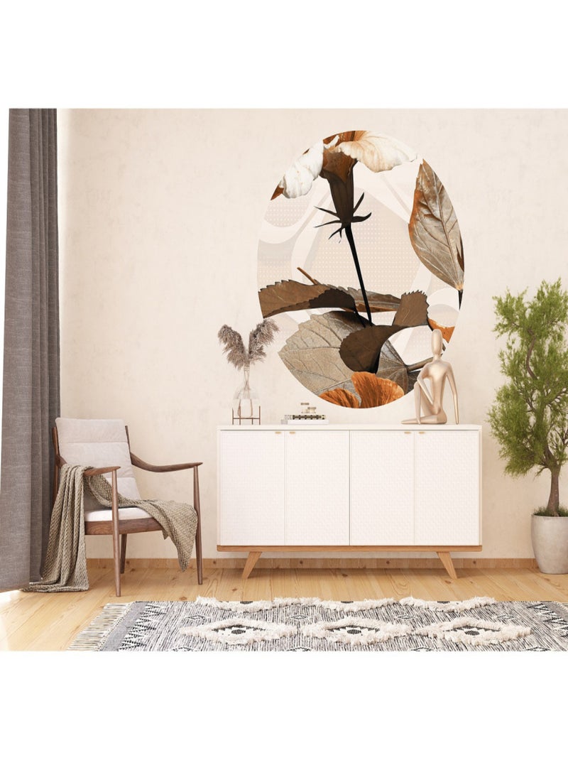 Papier peint intissé auto-adhésif rond  Thème Flowers - 140 x 140 cm Multicolore - Kiabi