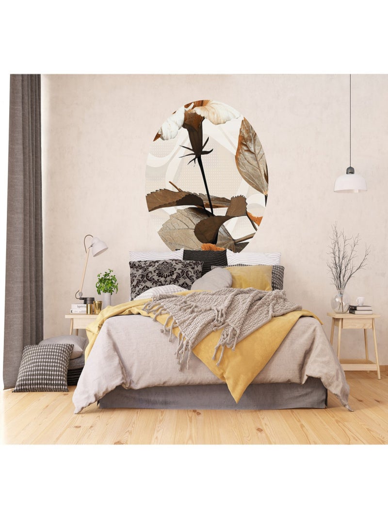 Papier peint intissé auto-adhésif rond  Thème Flowers - 140 x 140 cm Multicolore - Kiabi