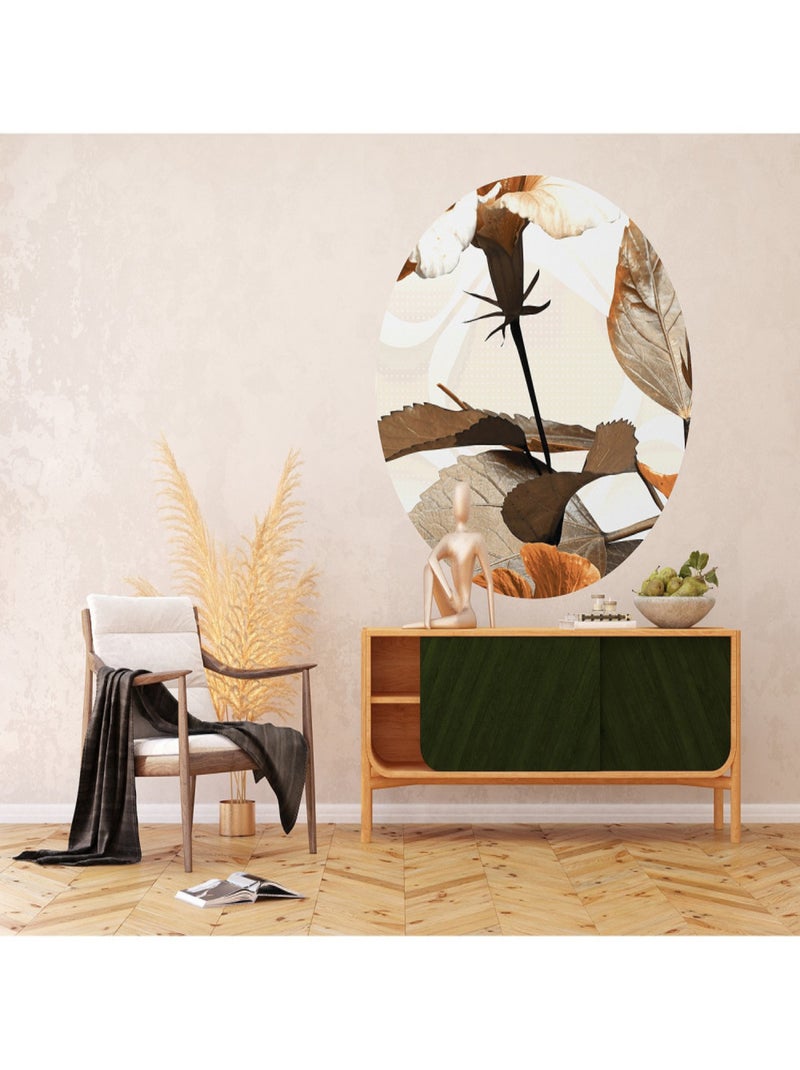 Papier peint intissé auto-adhésif rond  Thème Flowers - 140 x 140 cm Multicolore - Kiabi