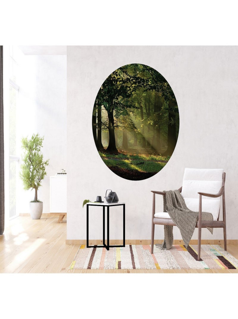 Papier peint intissé auto-adhésif rond  Thème Forêt magique - 140 x 140 cm Multicolore - Kiabi