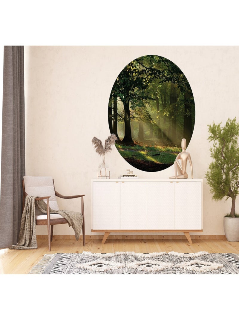 Papier peint intissé auto-adhésif rond  Thème Forêt magique - 140 x 140 cm Multicolore - Kiabi