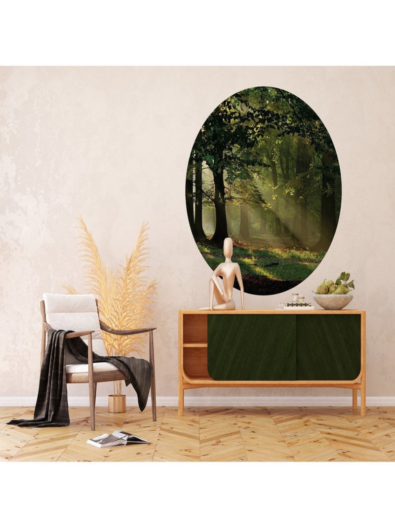 Papier peint intissé auto-adhésif rond  Thème Forêt magique - 140 x 140 cm Multicolore - Kiabi