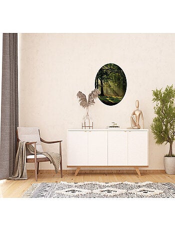 Papier peint intissé auto-adhésif rond Thème Forêt magique - 70 x 70 cm