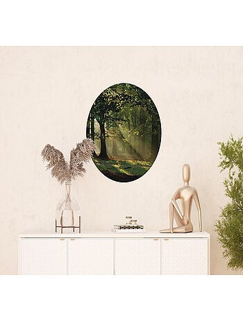 Papier peint intissé auto-adhésif rond Thème Forêt magique - 70 x 70 cm