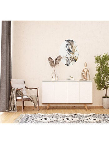 Papier peint intissé auto-adhésif rond Thème Fumée qui coule - 70 x 70 cm