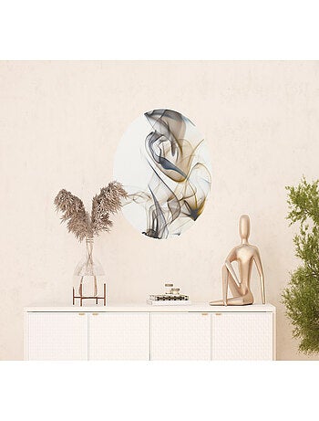 Papier peint intissé auto-adhésif rond Thème Fumée qui coule - 70 x 70 cm