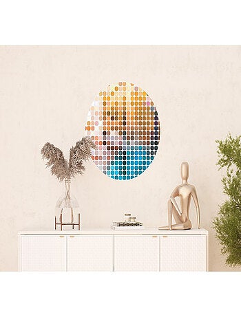 Papier peint intissé auto-adhésif rond Thème Géométrie colorée - 70 x 70 cm