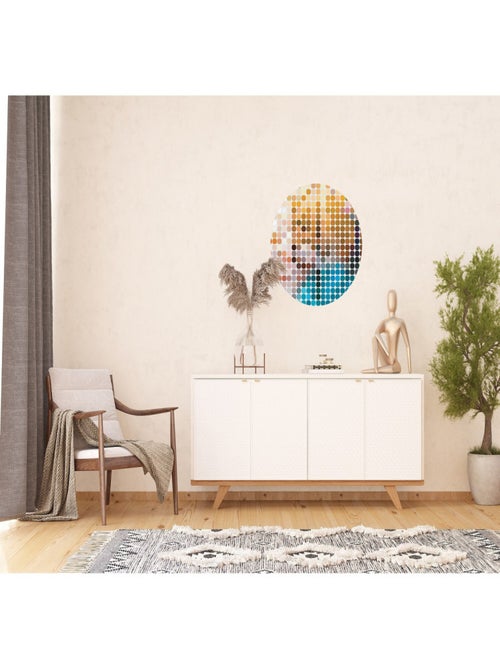 Papier peint intissé auto-adhésif rond  Thème Géométrie colorée - 70 x 70 cm - Kiabi