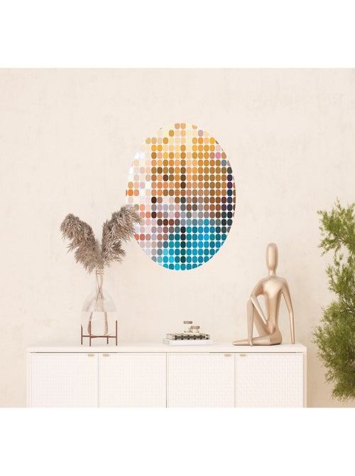 Papier peint intissé auto-adhésif rond  Thème Géométrie colorée - 70 x 70 cm - Kiabi