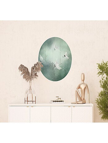 Papier peint intissé auto-adhésif rond Thème Grues - 70 x 70 cm