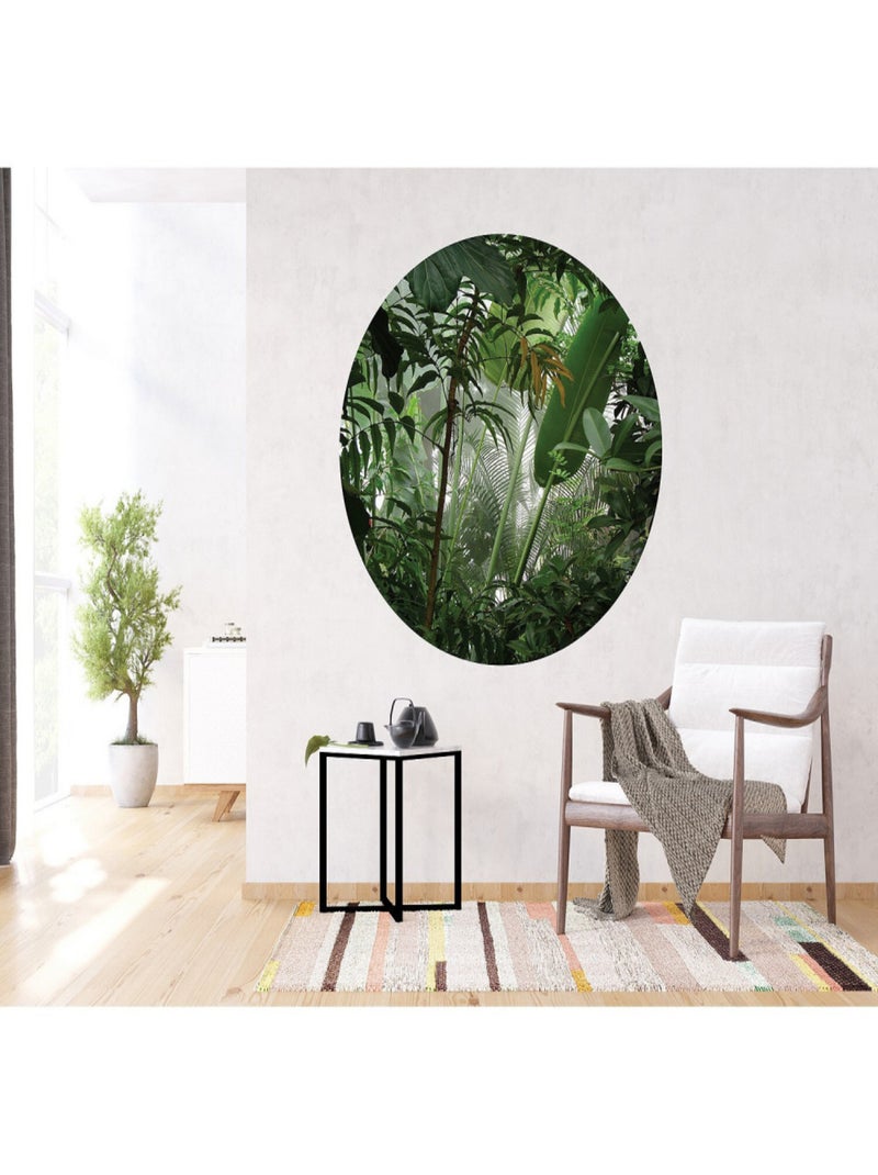 Papier peint intissé auto-adhésif rond  Thème Jungle - 140 x 140 cm Multicolore - Kiabi