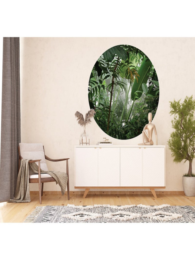 Papier peint intissé auto-adhésif rond  Thème Jungle - 140 x 140 cm Multicolore - Kiabi
