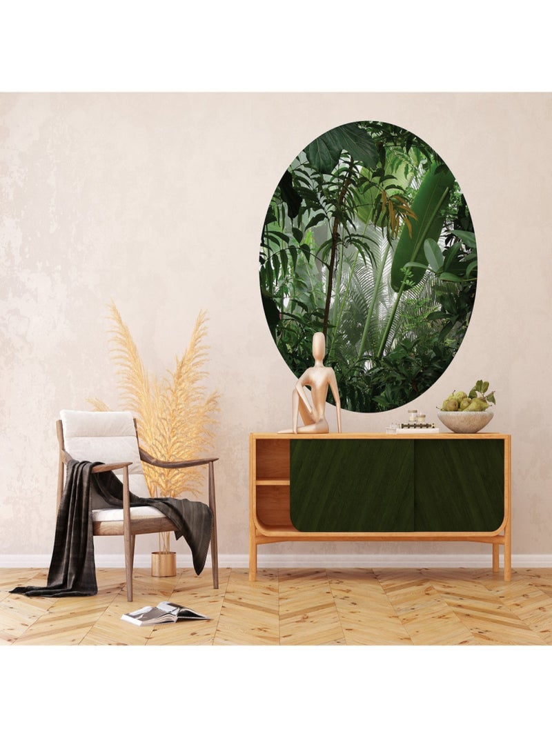 Papier peint intissé auto-adhésif rond  Thème Jungle - 140 x 140 cm Multicolore - Kiabi