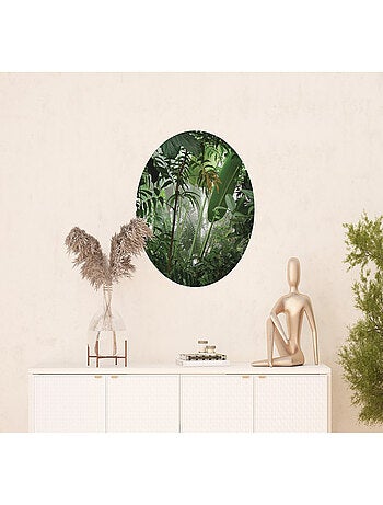Papier peint intissé auto-adhésif rond Thème Jungle - 70 x 70 cm