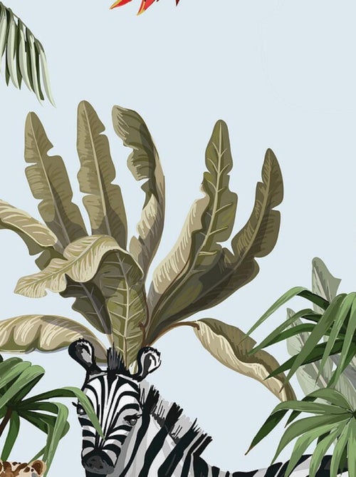 Papier peint intissé auto-adhésif rond  Thème Jungle et perroquets multicolores - 70 x 70 cm - Kiabi