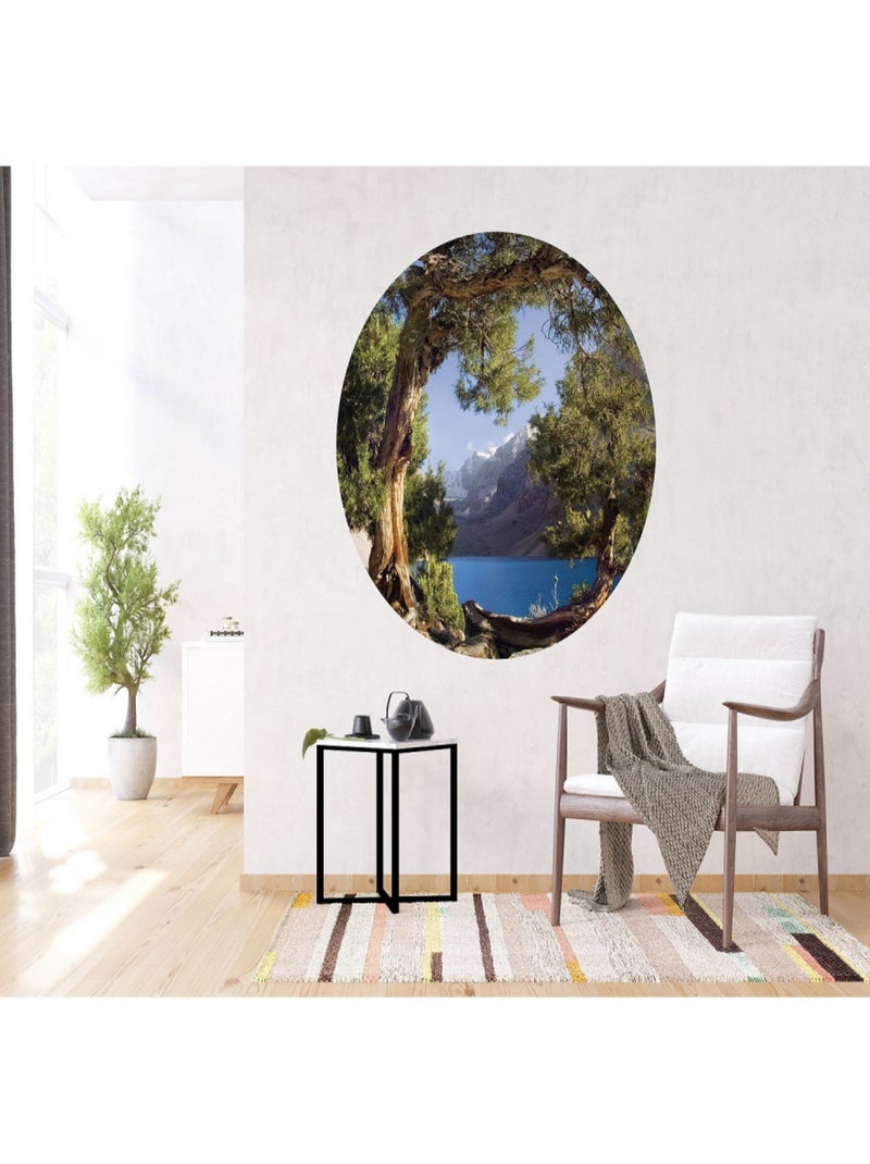 Papier peint intissé auto-adhésif rond  Thème Lake View - 140 x 140 cm Multicolore - Kiabi