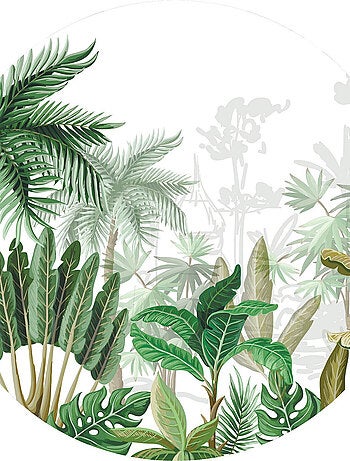 Papier peint intissé auto-adhésif rond Thème Les tropiques - 70 x 70 cm