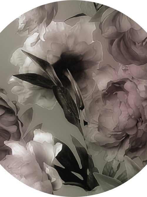 Papier peint intissé auto-adhésif rond  Thème Magie des pivoines - 140 x 140 cm - Kiabi
