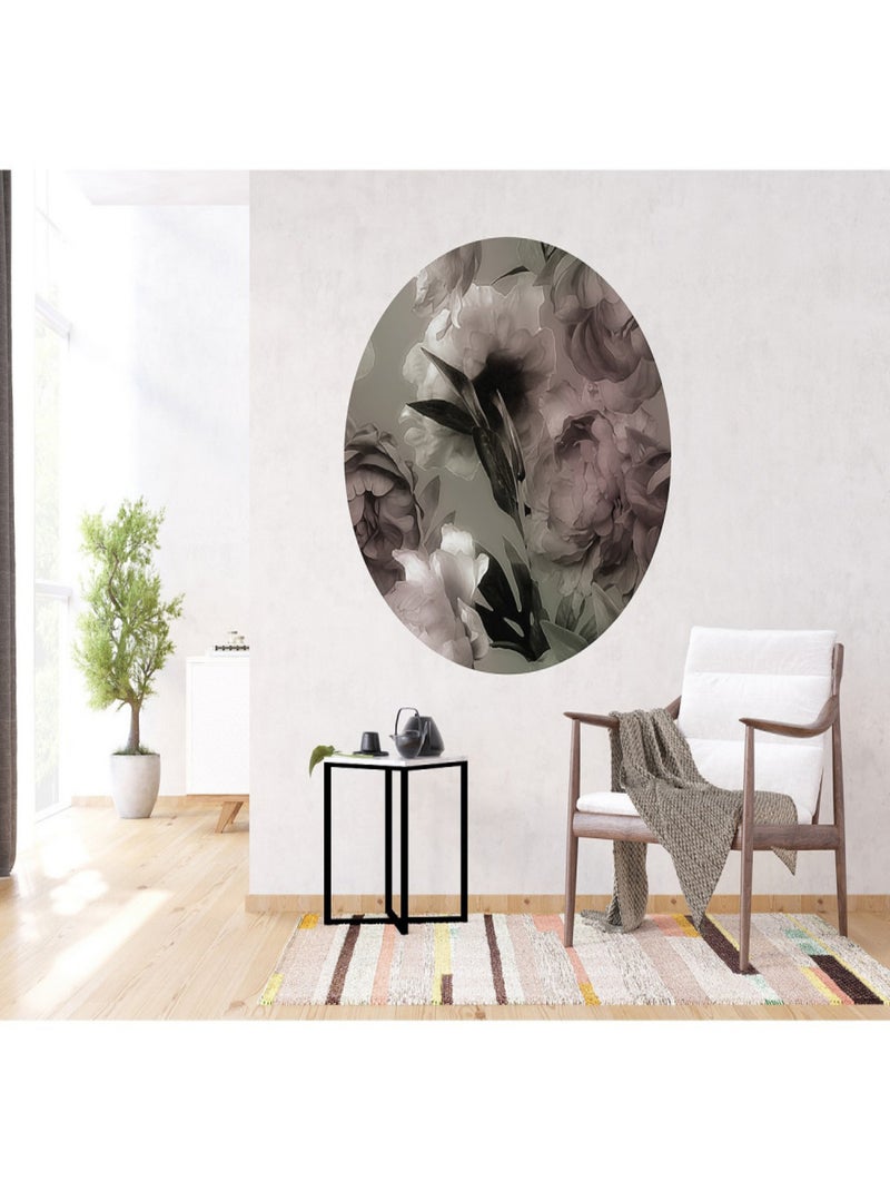 Papier peint intissé auto-adhésif rond  Thème Magie des pivoines - 140 x 140 cm Multicolore - Kiabi