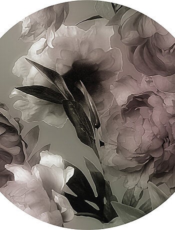 Papier peint intissé auto-adhésif rond Thème Magie des pivoines 70 cm