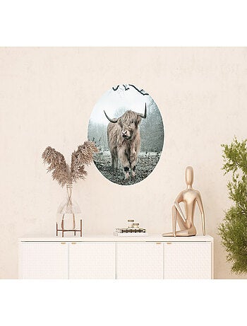 Papier peint intissé auto-adhésif rond Thème Montagnard - 70 x 70 cm