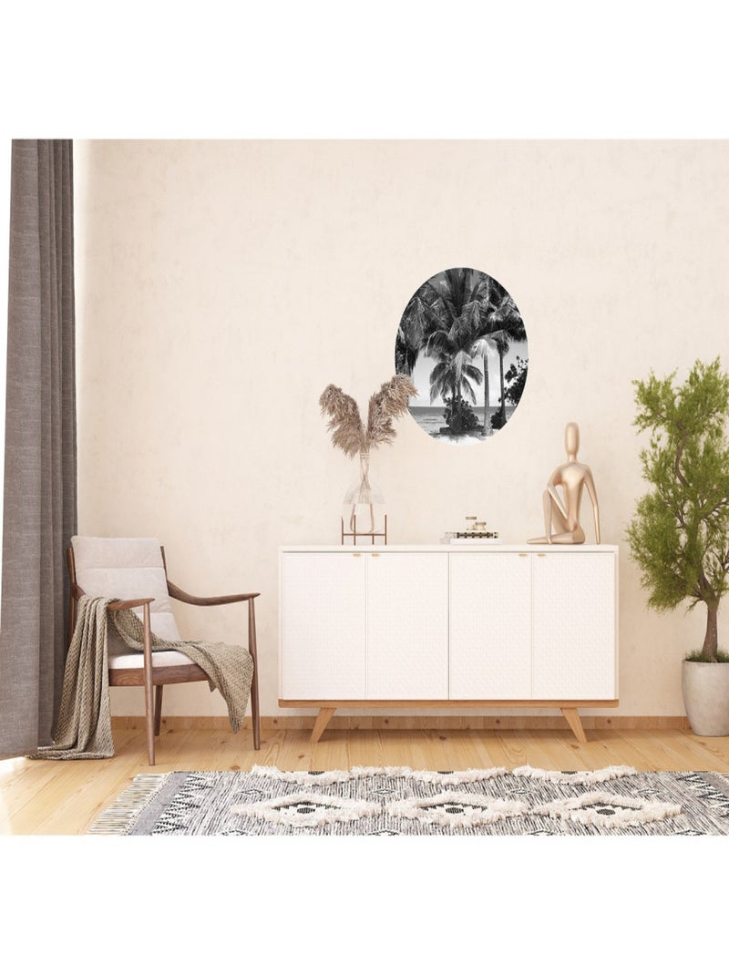 Papier peint intissé auto-adhésif rond  Thème Palmiers monochromes - 70 x 70 cm Multicolore - Kiabi