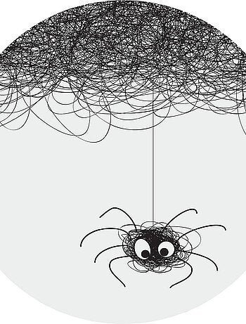 Papier peint intissé auto-adhésif rond Thème petite araignée mignonne - 70 x 70 cm