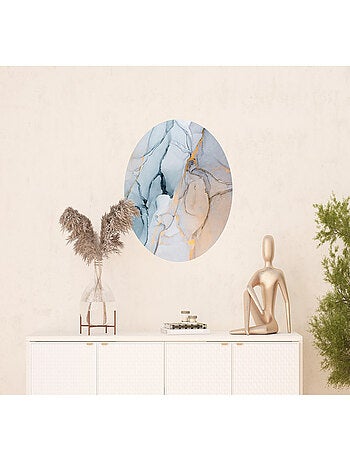 Papier peint intissé auto-adhésif rond Thème Pierre aquarelle - 70 x 70 cm