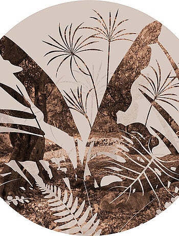 Papier peint intissé auto-adhésif rond Thème plantes - 70 x 70 cm