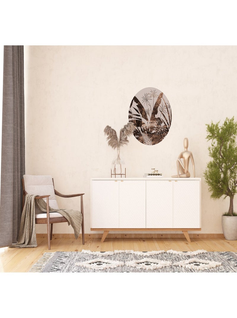 Papier peint intissé auto-adhésif rond  Thème plantes - 70 x 70 cm Multicolore - Kiabi