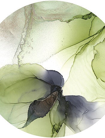 Papier peint intissé auto-adhésif rond thème plantes, feuilles d'arbre - 70 x 70 cm