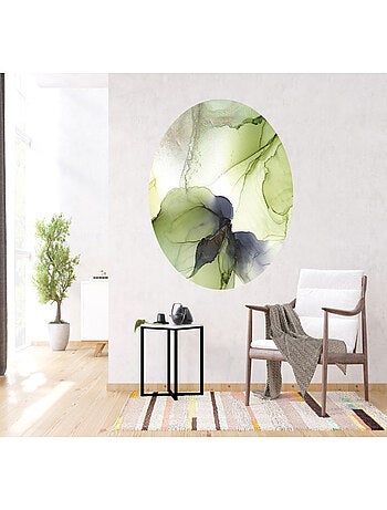 Papier peint intissé auto-adhésif rond thème plantes, feuilles d'arbre - 70 x 70 cm