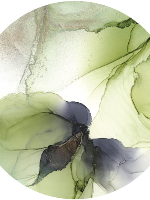Papier peint intissé auto-adhésif rond  thème plantes, feuilles d'arbre - 70 x 70 cm - Kiabi