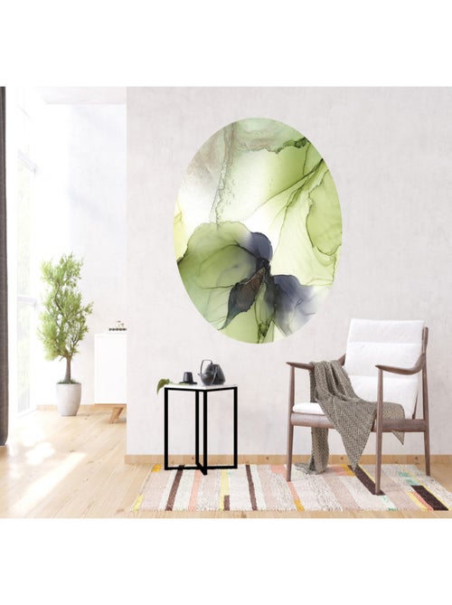 Papier peint intissé auto-adhésif rond  thème plantes, feuilles d'arbre - 70 x 70 cm - Kiabi