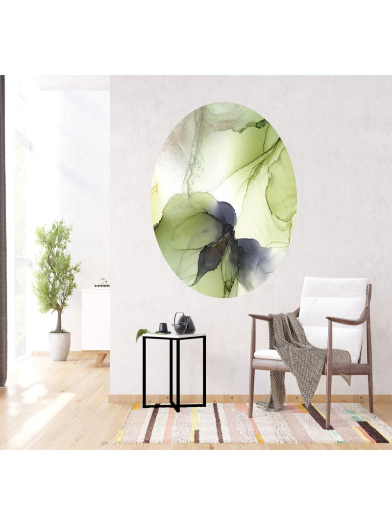 Papier peint intissé auto-adhésif rond  thème plantes, feuilles d'arbre - 70 x 70 cm Multicolore - Kiabi