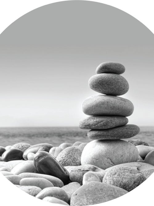 Papier peint intissé auto-adhésif rond  Thème Pyramide de pierres Zen - 140 x 140 cm - Kiabi
