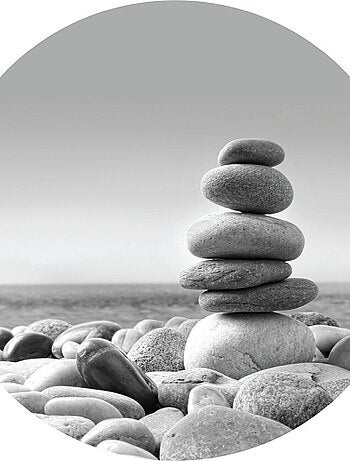 Papier peint intissé auto-adhésif rond Thème Pyramide de pierres Zen - 70 x 70 cm