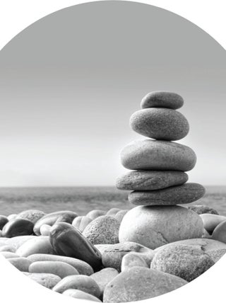 Papier peint intissé auto-adhésif rond  Thème Pyramide de pierres Zen - 70 x 70 cm