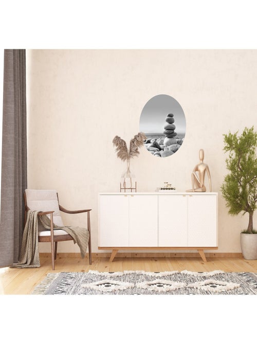 Papier peint intissé auto-adhésif rond  Thème Pyramide de pierres Zen - 70 x 70 cm - Kiabi