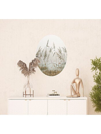 Papier peint intissé auto-adhésif rond Thème Roseaux - 70 x 70 cm