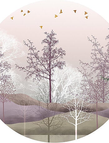 Papier peint intissé auto-adhésif rond Thème Thème Forêt mystique- 70 x 70 cm