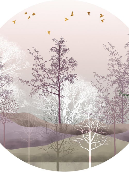 Papier peint intissé auto-adhésif rond  Thème Thème Forêt mystique- 70 x 70 cm - Kiabi
