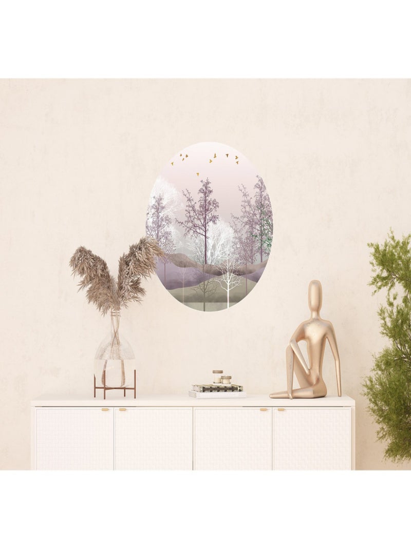 Papier peint intissé auto-adhésif rond  Thème Thème Forêt mystique- 70 x 70 cm Multicolore - Kiabi