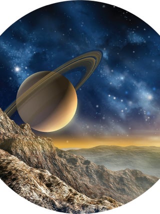 Papier peint intissé auto-adhésif rond  Thème View On Saturn - 140 x 140 cm