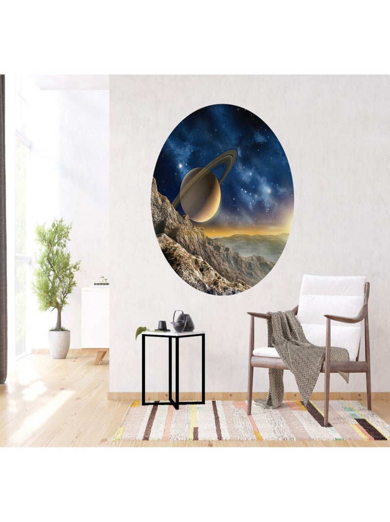 Papier peint intissé auto-adhésif rond  Thème View On Saturn - 140 x 140 cm Multicolore - Kiabi