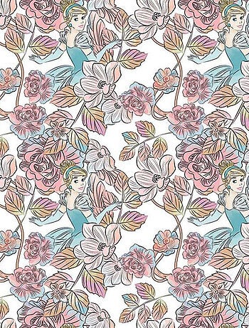 Papier peint intissé Cendrillon Motif floral Disney 200 X 280 CM