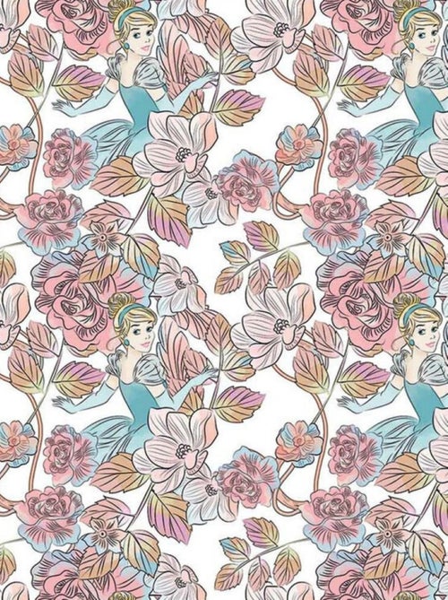 Papier peint intissé Cendrillon Motif floral Disney 200 X 280 CM - Kiabi