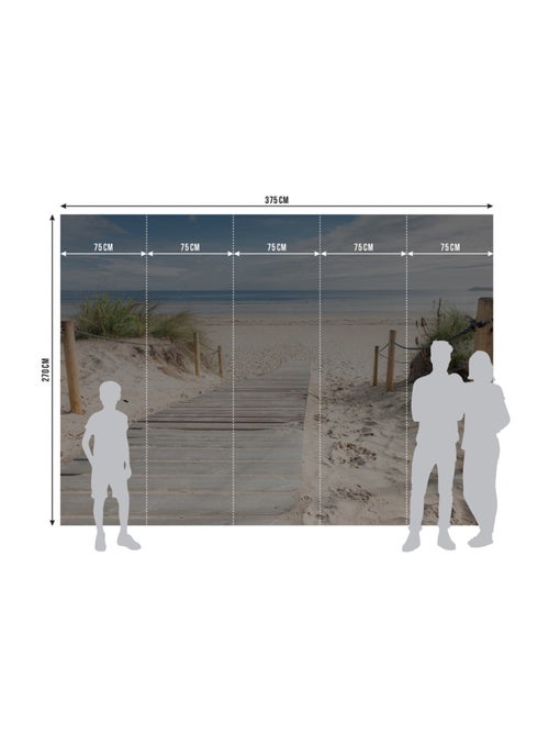 Papier peint intissé chemin de plage ensoleillée 375 x 270 cm - Kiabi