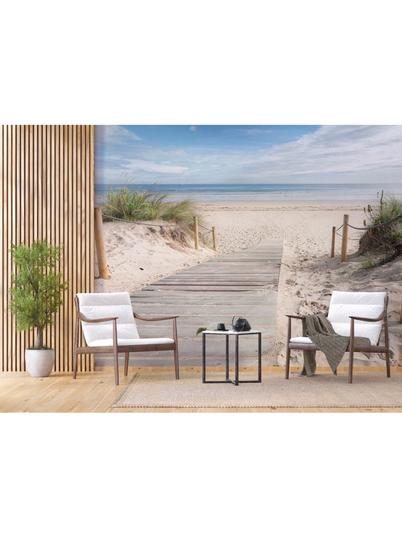 Papier peint intissé chemin de plage ensoleillée 375 x 270 cm Bleu - Kiabi